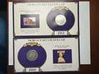 1880 And 1883 Morgan Silver Dollar With Stamp And Holder. Lot of 2 Silver Coins!