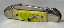 2001 Case XX Knife Baby Butterbean Double Folding Blade Lime Green Jigged Scales