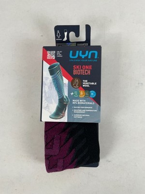 UYN Ski One Biotech Women's Socks, Black/Purple, 9-10