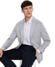 Tommy Hilfiger Mens Modern fit Sport Coat Blazer 48 R Light Grey Herringbone
