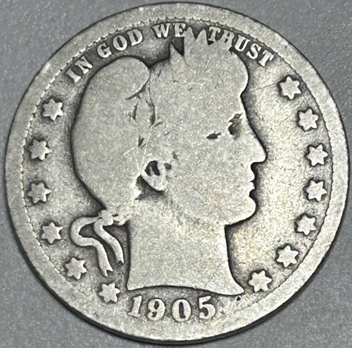 1905-O Silver Barber Quarter Key Date Nice Condition!