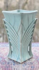 McCoy Vase #270 Tall Art Deco Seafoam Green Fluted Leaf Motif 1945 MCM WWII Era