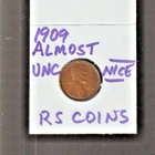 1909   AU   LINCOLN CENT ~ ALMOST UNCIRCULATED  /NICE/ RS COINS #20U FREE SHIP