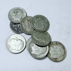 ROOSEVELT SILVER DIMES, LOT OF 10, 90% SILVER CIRCULATED COINFREE SHIPPING #9847