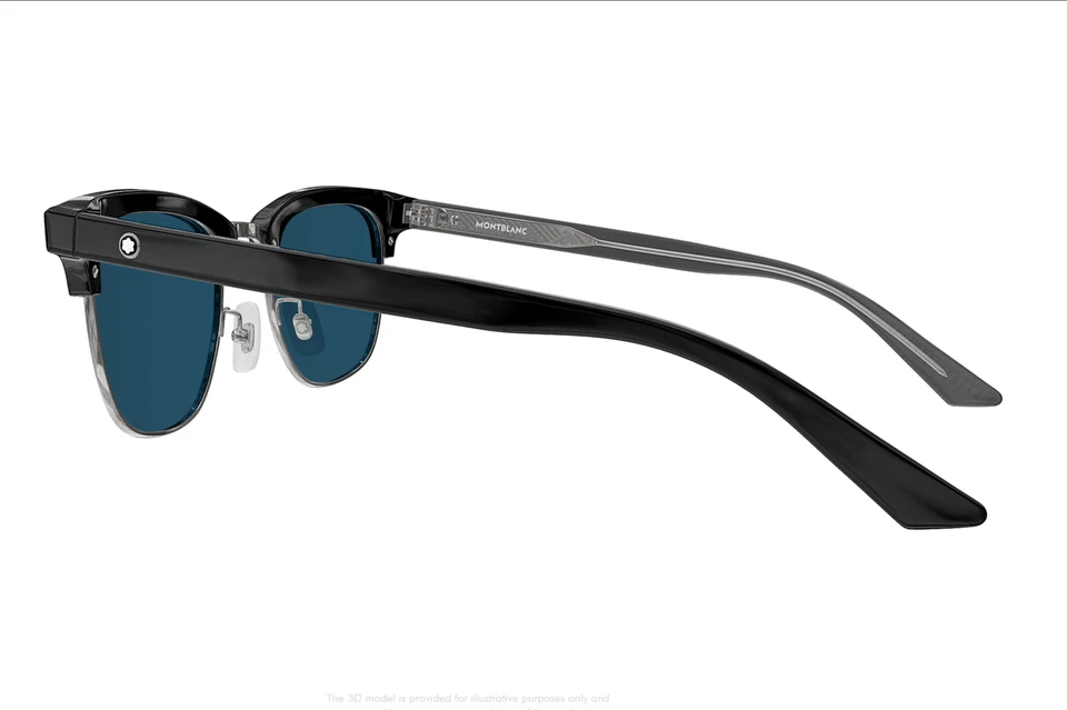 Montblanc MB0382S-002 Black & Silver Clubmasters – Blue Lens Modern Look - Image 4 of 4