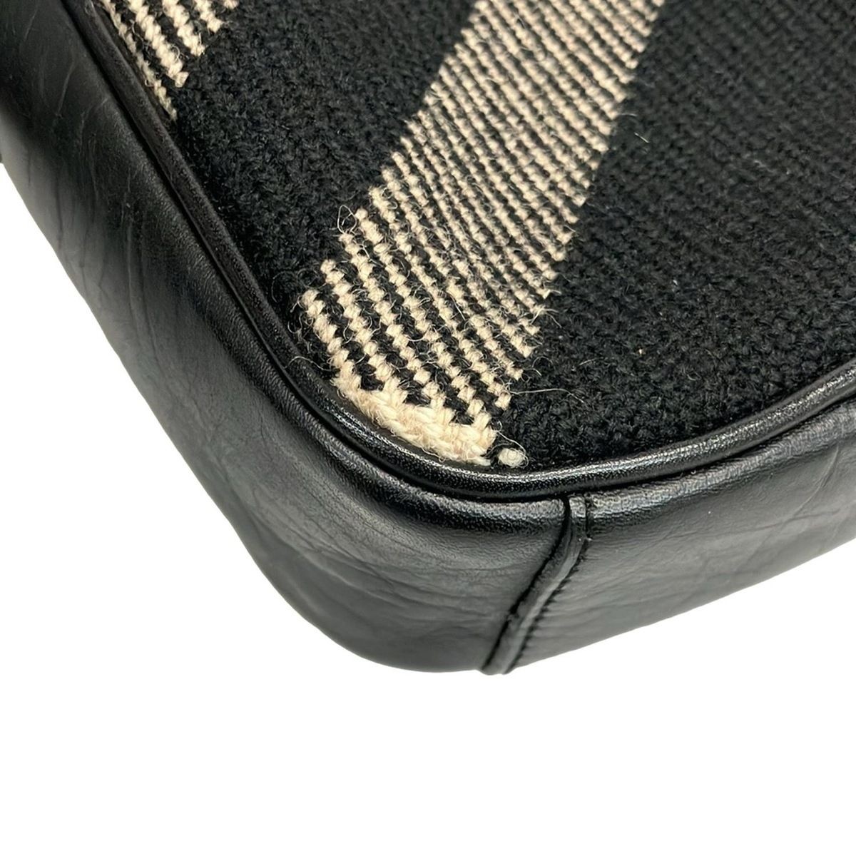 Burberry Shoulder Bag Black White Purple Plaid Wool Leather  Authentic thumbnail 18