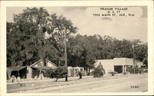 Trailer Village US 17 Jacksonville Florida FL Vintage White Border Postcard