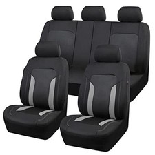 3D Air Mesh Car Seat Covers Breathable Sporty Rear Bench with Full Set Gray