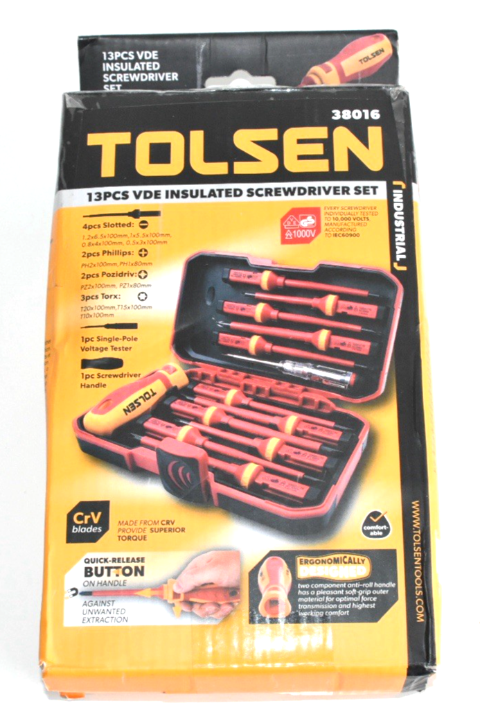 Tolsen Electrical Insulated Screwdriver Set 13pc VDE 1000V STORAGE BOX DAMAGE