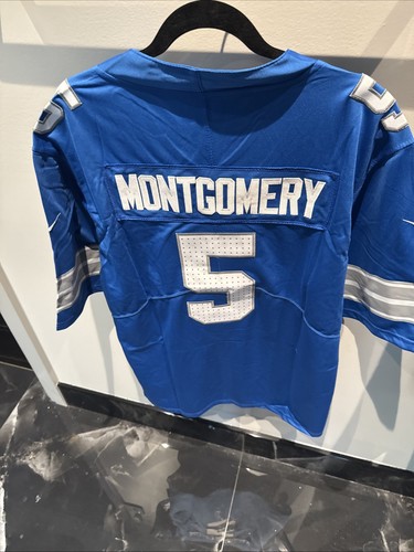NWT Detroit Lions #5 David Montgomery Blue Stitched Football Jersey Men's MEDIUM - Picture 9 of 11