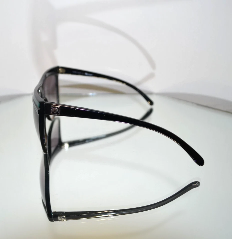 BEAUTIFUL Anne Klein "For Riviera" Italy Sunglasses Black/Turquoise Silver Logo - Image 2 of 4