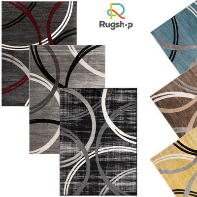 #ad Rugshop Area Rug Modern Abstract Circles Design Rugs for Living Room Bedroom Rug $86.73