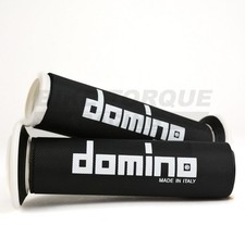 Genuine Domino Black & White A450 Full Diamond Grips with Covers for Vyrus Bikes