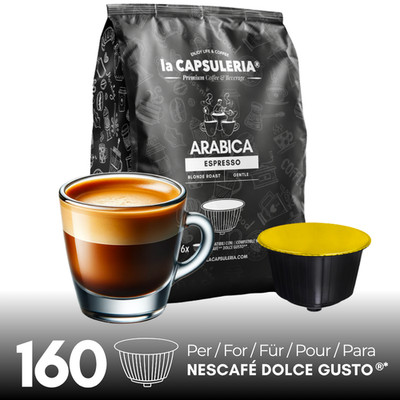 Kaffee Arabica Espresso 160 Kapseln kompatibel mit Nescafé Dolce Gusto