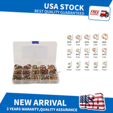 For Fuel Water Air Line Pipe 115pcs M6-22 Spring Hose Clamps Kit