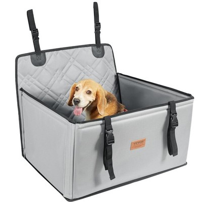 VEVOR Hundeautositz 605x605x500 mm Rücksitz Hundesitz bis 18 kg grau