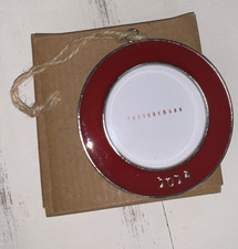  Pottery Barn 2024 RED ROUND Enamel Frame Christmas Ornament New/NIB