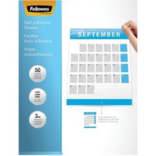Fellowes Self Adhesive Laminating Sheets, 3mil Letter, 50 Pack, Clear