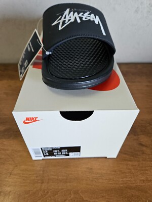Nike Benassi Stussy off Noir Black Slides 2020 Men's Sz 12