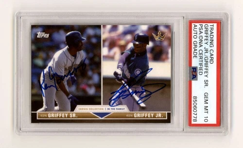 Ken Griffey Jr & Sr 2022 Topps Crown Collection Witt #36 Dual Signed PSA 10 Auto