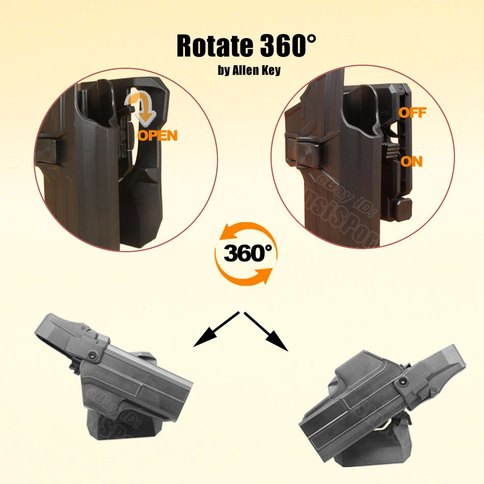 Level 3 III Police Duty Holster For Glock 17 17L 17M 22 31 Gen1-5 G31 Holster - Image 4 of 4