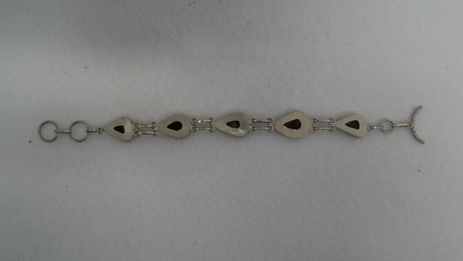 Unique Sterling Silver Stone Link Adjustable Brac… - image 3