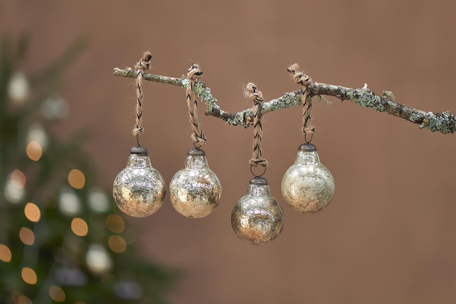 Ometti Round Baubles - Rustic Gold - Set of 4 - OB2601 - Nkuku