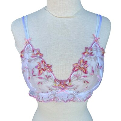 Lise Charmel Ete Frivole Wireless Bra Azalea Floral Embroidered Lace Large GUC
