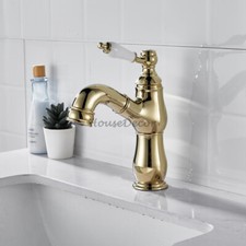Vintage Gold Bathroom Basin Mixer Tap Single Lever Pull Out Spray Ceramic Handle