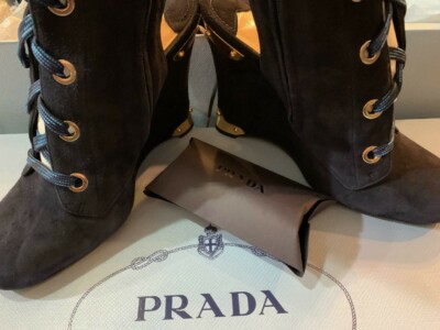 Prada sweade blue boots 9 Prada Fall 2015 Powder Blue Suede Over The Knee Boots Light  main image 4