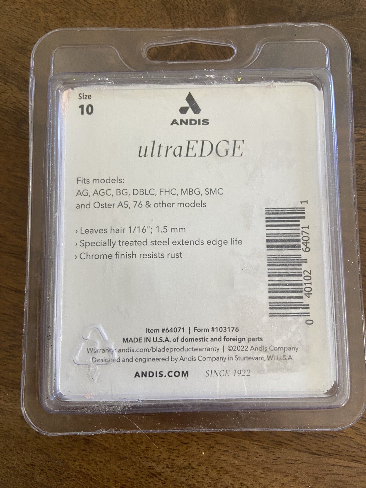 Andis Ultra Edge #64071 Detachable Dog Clipper Blade Size 10 (1.5mm)