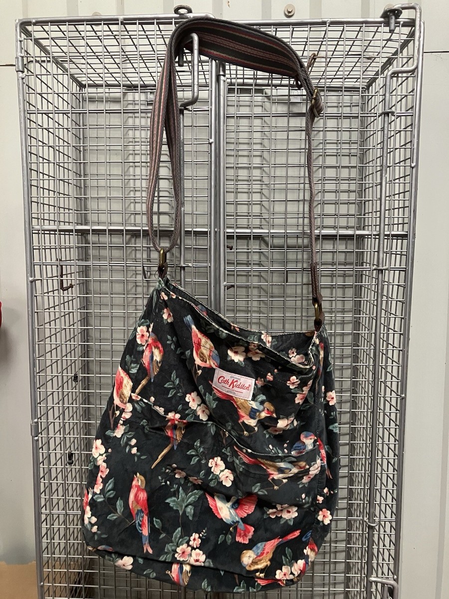 Cath Kidston Large Blue Birds Floral Cotton Canvas Crossbody Tote