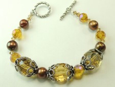 Crystal and Pearl Bracelet Sterling Silver Handcrafted