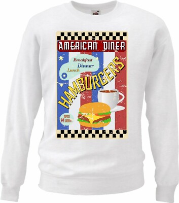 Sweatshirt AMERICAN DINER HAMBURGER CHEESEBURGER KAFFEE SALAT FRÜHSTÜCK