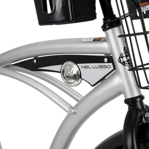 Men's 26" Beach Cruiser Bike Comfy Steel Frame Comfort Ride, Metallic White - Picture 5 of 7