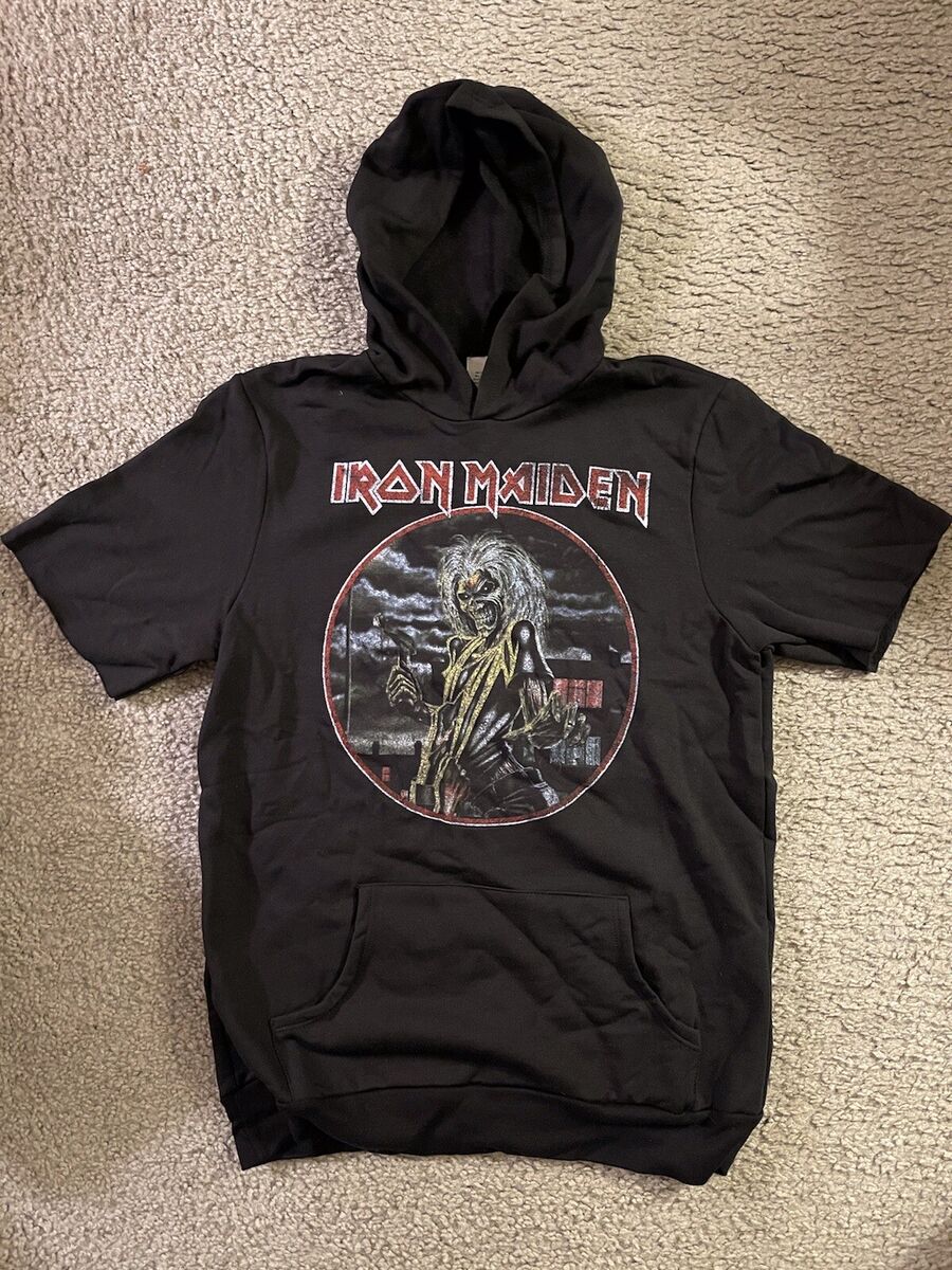 IRON MAIDEN SHORT SLEEVE HOODIE RETRO 90S NEW RARE OFFICIAL IRON MAIDEN SHORT SLEEVE HOODIE RETRO 90S NEW RARE OFFICIAL