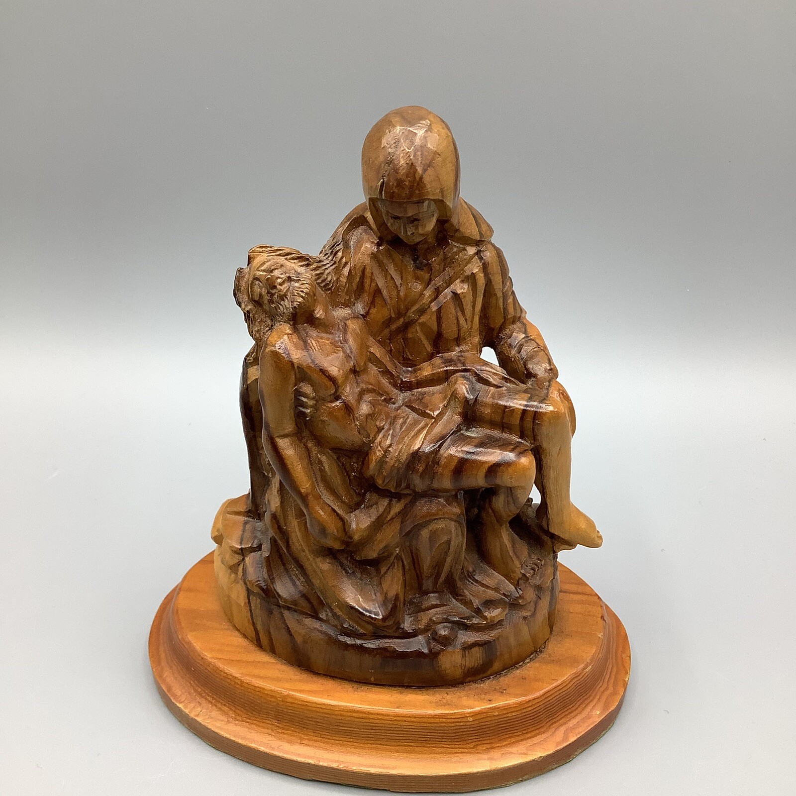 Vintage Hand Carved Pieta Style Virgin Mary Jesus Statue eBay