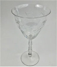 Libby Rock Sharpe Patrician Floral Optic Cut Crystal Glass Water Goblet