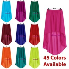 Women Lady Chiffon Hot Sexy Asym Skirts Waist Maxi High Low Hem S~3XL| 45 Colors