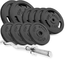Hop-Sport Gusseisen Hantelset 57kg Curlstange SZ-Stange Curl Hantel Set 30mm