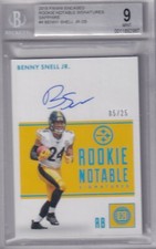 Benny Snell Jr. 2019 Encased Sapphire Rookie Notable Signatures (5/25) Bgs 9/10