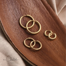Hammered Stainless Steel Hoop Earrings, Gold and Silver Stainless Steel Earrings