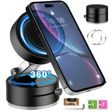 360° Adjustable Magnetic Vacuum Suction Cup Car Phone Holder Mount for MagSafe