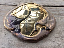 Charmont Belts, Inc  (CA) Vintage Belt Buckle Metal Enameled Herons Glamorous