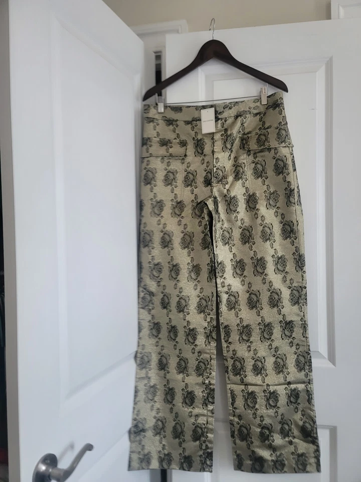 Juicy Couture Metallic Gold Lurex Jacquard Floral Rose Print Cargo Pants Various