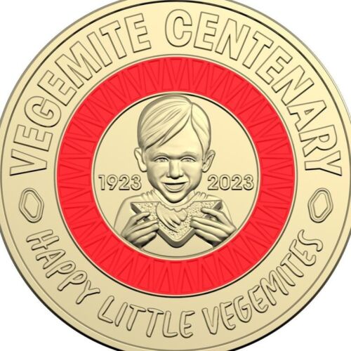 2023 $2 Vegemite Red Happy little Australian Coloured two dollar Coin Queen CIRC - Picture 1 of 6