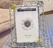 Set of 2 Special Moments Color Beaded Daisy Hearts Floral Design 4" x 6" Frame