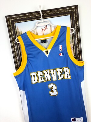Vintage 90's Champion Denver Nuggets Iverson NBA Jersey Mens Shirt