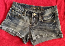 Rue21 Denim Shorts Womens Size 3/4 Color Blue With Silver Sparkles