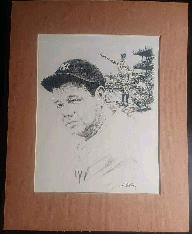 1989 LITHOGRAPH BABE RUTH CALLED SHOT JERRY HERSH MATTED /750 05410